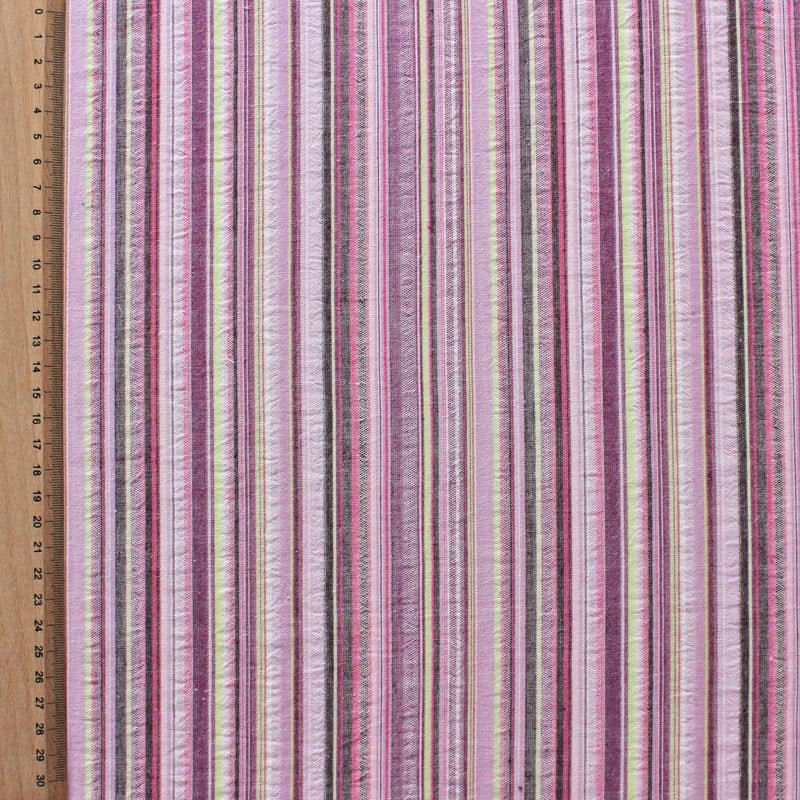 Cotton fabric with mauve lines 