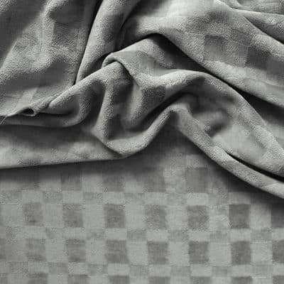 Velvet fabric with checkboard frame - grey shades
