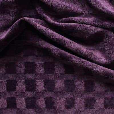 Velvet fabric with checkboard frame - purple shades