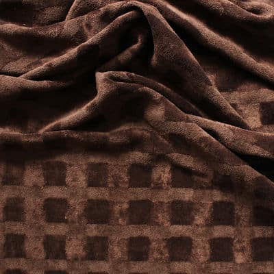 Velvet fabric with checkboard frame - chocolate brown shades