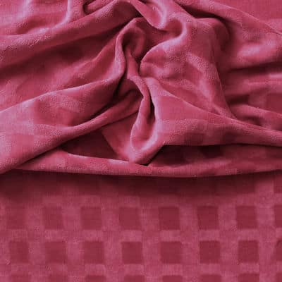 Velvet fabric with checkboard frame - raspberry shades
