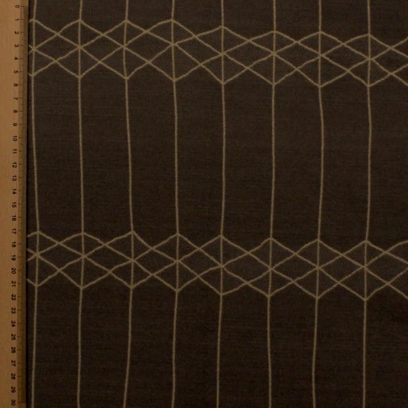Omkeerbare bruin en groen viscose stof met geometrische patroon
