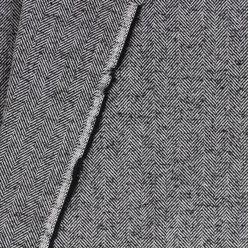 Grey wool and polyamide fabric with white chevrons