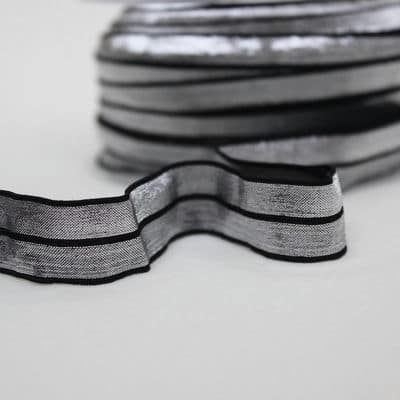 Silver and black elastic