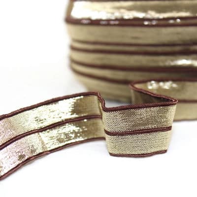 Gold-coloured and chocolate elastic