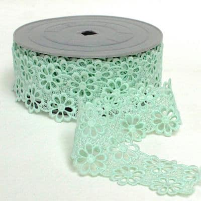 Embossed lace fabric almond green