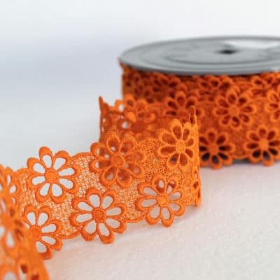 Embossed lace fabric orange