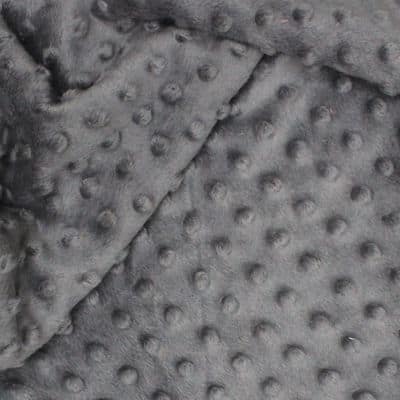 Minky Fleece Stof grijs met stippen in relïef