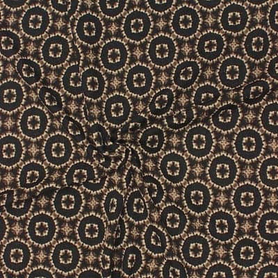 Tissu vestimentaire en maille aux motifs japonisants noir,brun