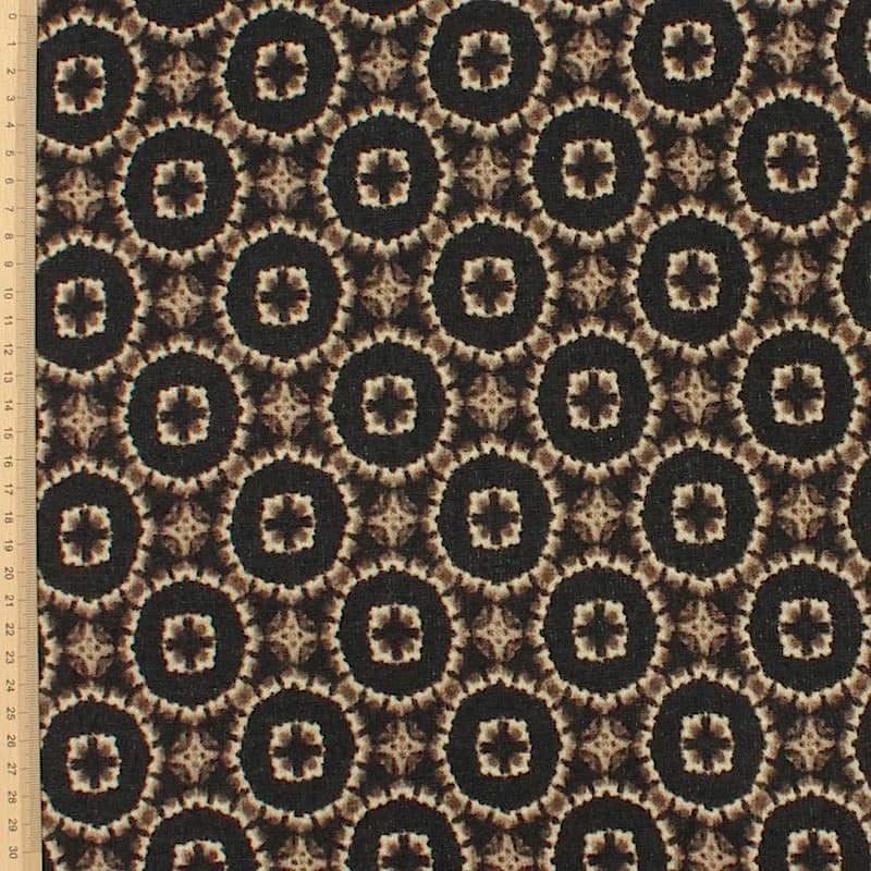 Black, brown and white knitwear fabric 