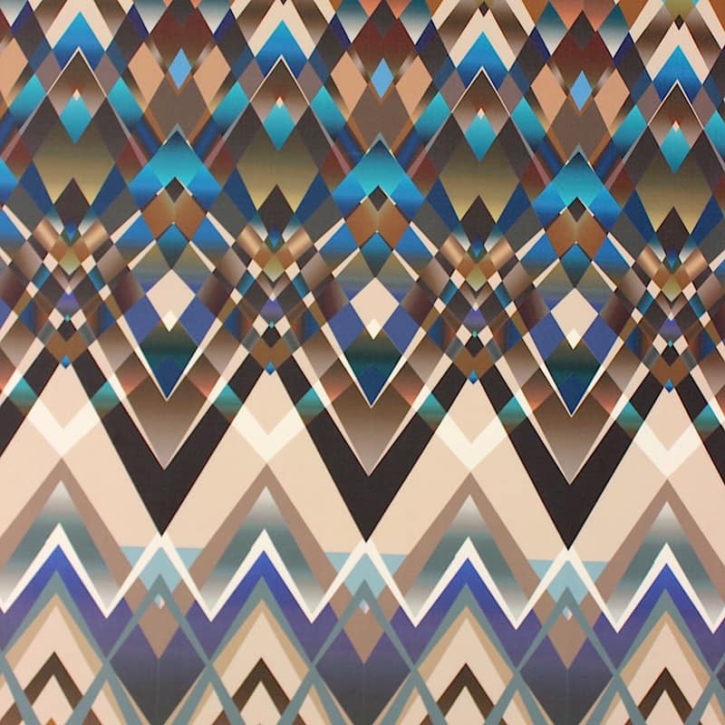 Tissu jersey strech avec motifs vintage multicolore