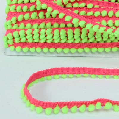 Pink strap with fluo yellow pompoms