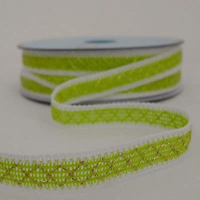 Ribbon in lurex gold, green and white