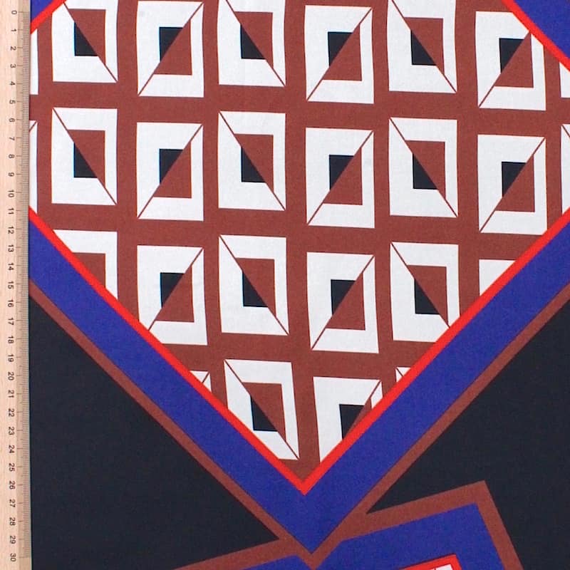 Satin en polyester motif géométrique vintage
