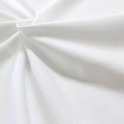 Gestreepte stof in katoen en polyester - gebroken wit
