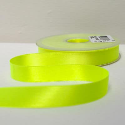 Double-sided satin ribbon fluo yellow