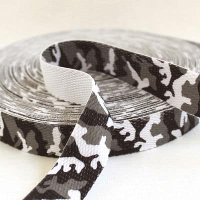 Tassenband met legerbedrukking in grijs, wit en zwart