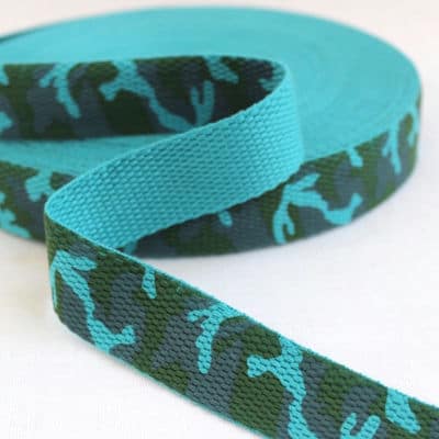 Belt with army print turquoise, blue and green