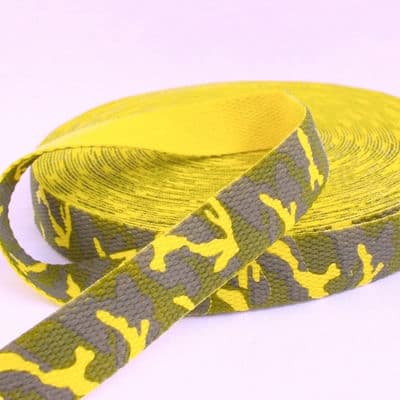 Tassenband met legerbedrukking in geel, kaki en groen