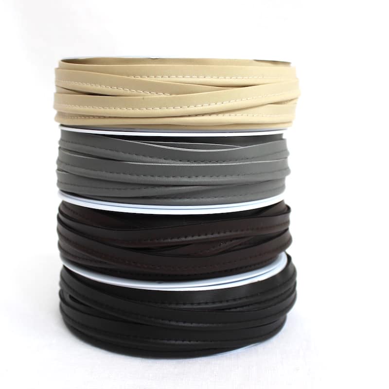 Black piping cord imitation leather
