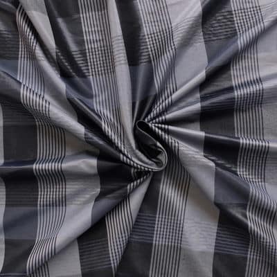 Checkered clothing fabric dark blue and gray satin finish