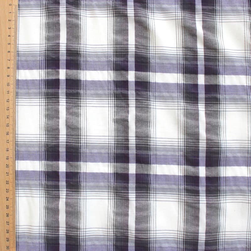 Embossed checkered fabric - grey and purple