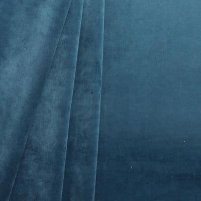 Tissu d'ameublement en velours lisse bleu de Prusse