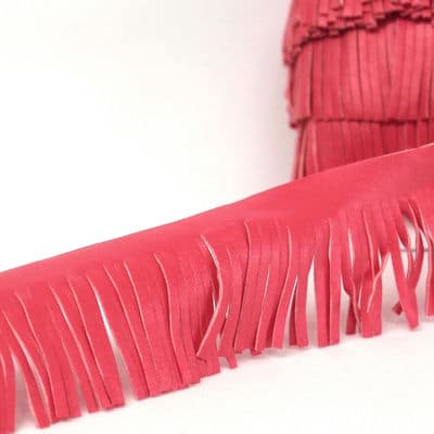 Braid simili leather with fringes pink