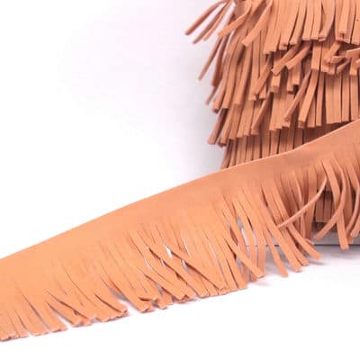 Braid simili leather with fringes old pink