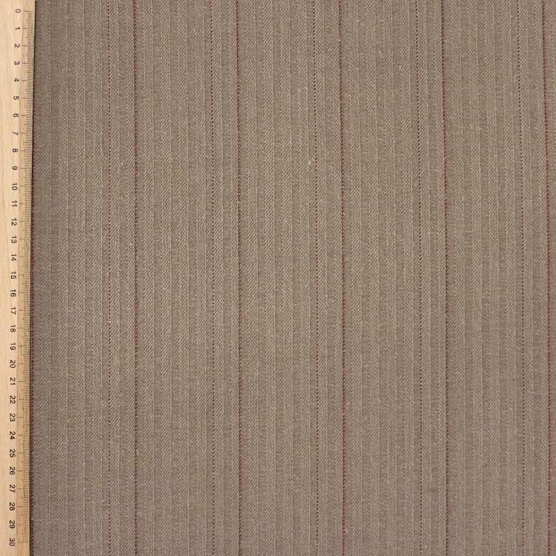  Beige textured cotton cloth with thin ochre stripes