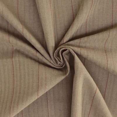  Beige textured cotton cloth with thin ochre stripes
