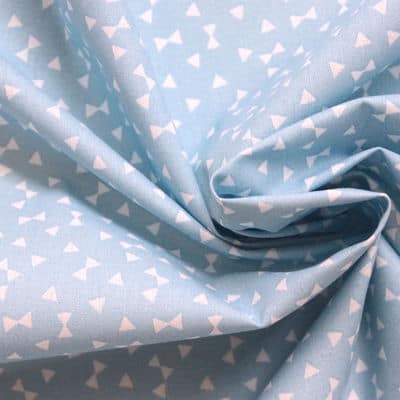 Cotton printed with bow ties - sky blue background
