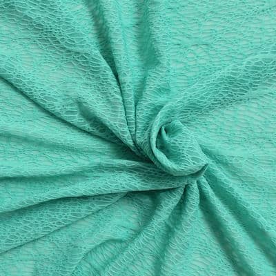 Tissu en dentelle extensible vert turquoise