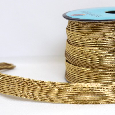 Gold-coloured and chocolate elastic