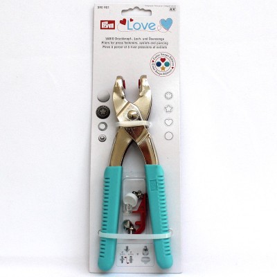 Pliers for press fasteners, eyelets and piercing