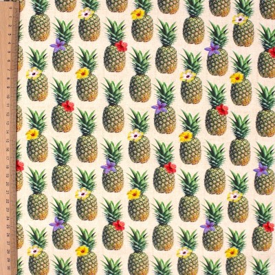 Cotton Poplin printed with pineapples