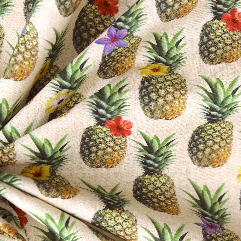 Cotton Poplin printed with pineapples 