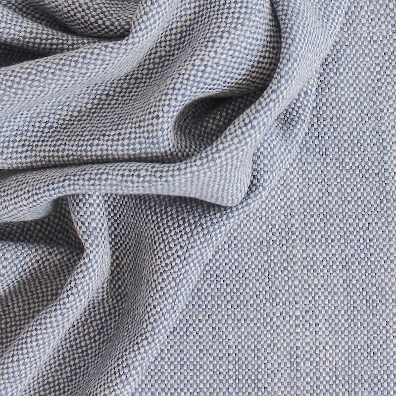 Tissu d'ameublement aspect lin chiné bleu et gris
