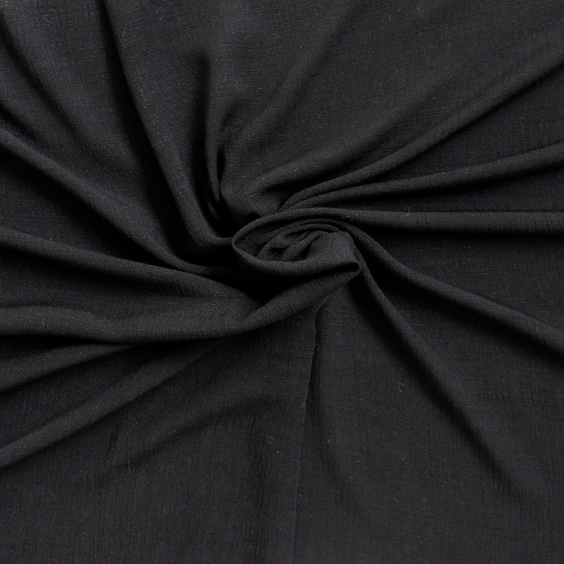 Crumpled flamed veil in rayon - black