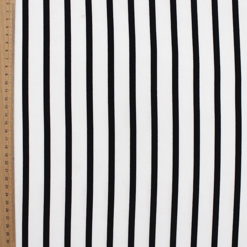 Crepe fabric with black stripes