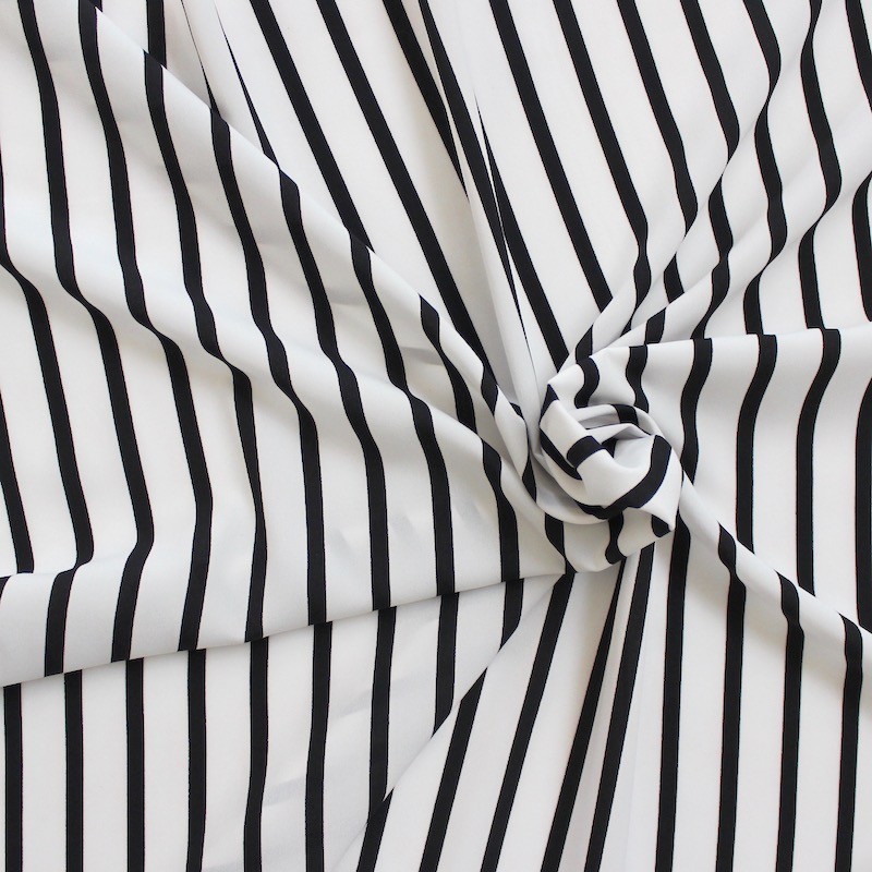 Crepe fabric with black stripes