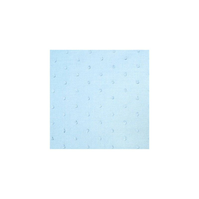 Cotton fabric with embroidered dots - blue