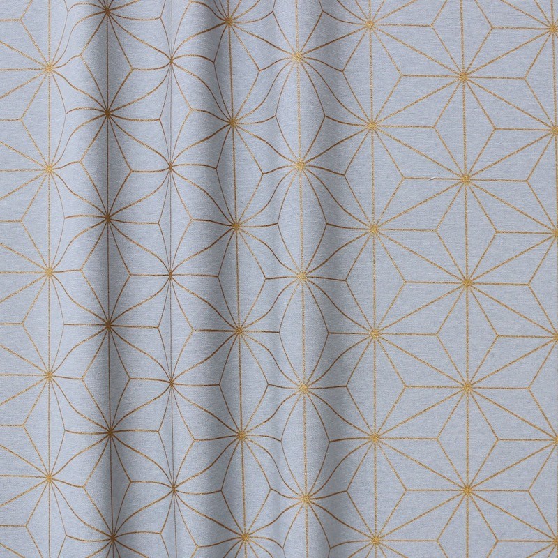 Cotton and polyester fabric with grey geometric design