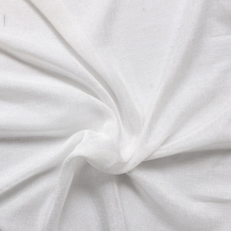 Tissu en voile polyester effet lin blanc