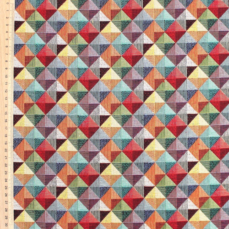 Tissu d'ameublement jacquard à motif ethnique vintage multicolore