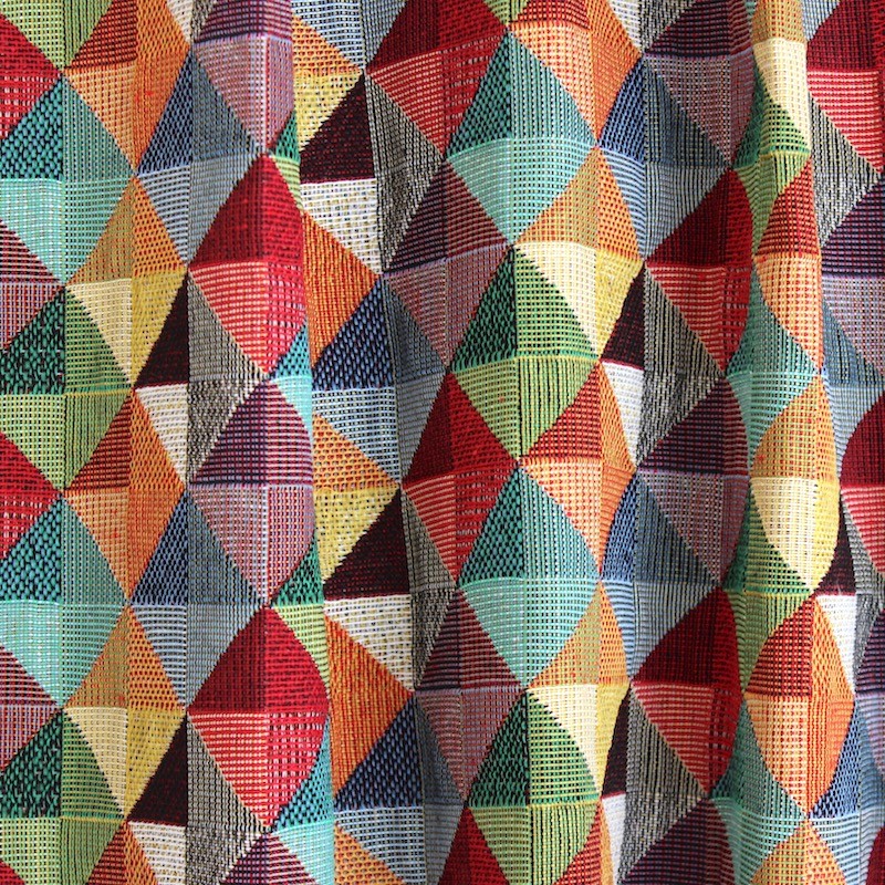 Tissu d'ameublement jacquard à motif ethnique vintage multicolore