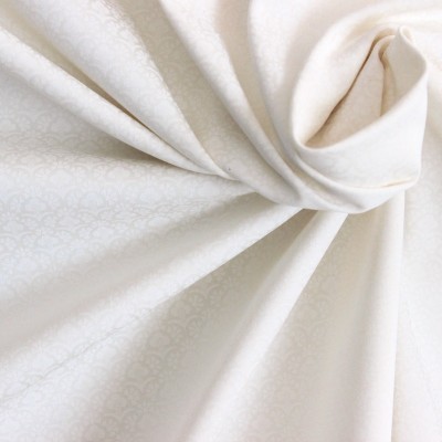 White satin viscose fabric with yellow lines