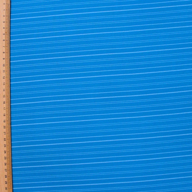 Tissu en polyester bleu turquoise à rayures blanches