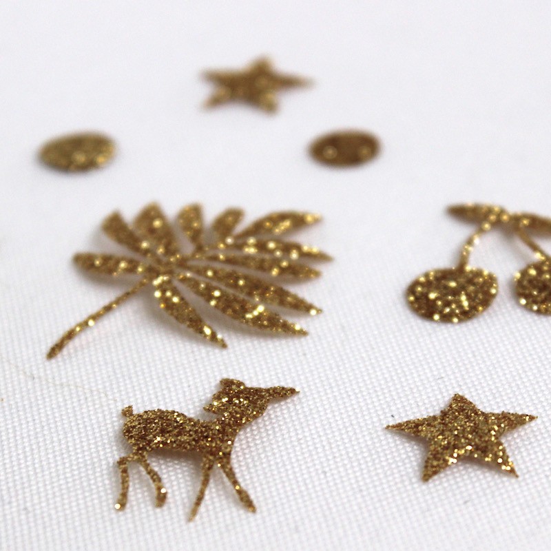 Small iron-on patch glitter dots - gold