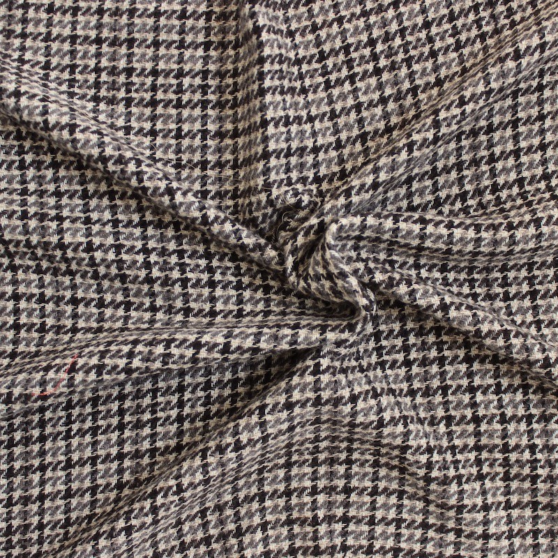 Woolen fabric checkered blue, black and grey